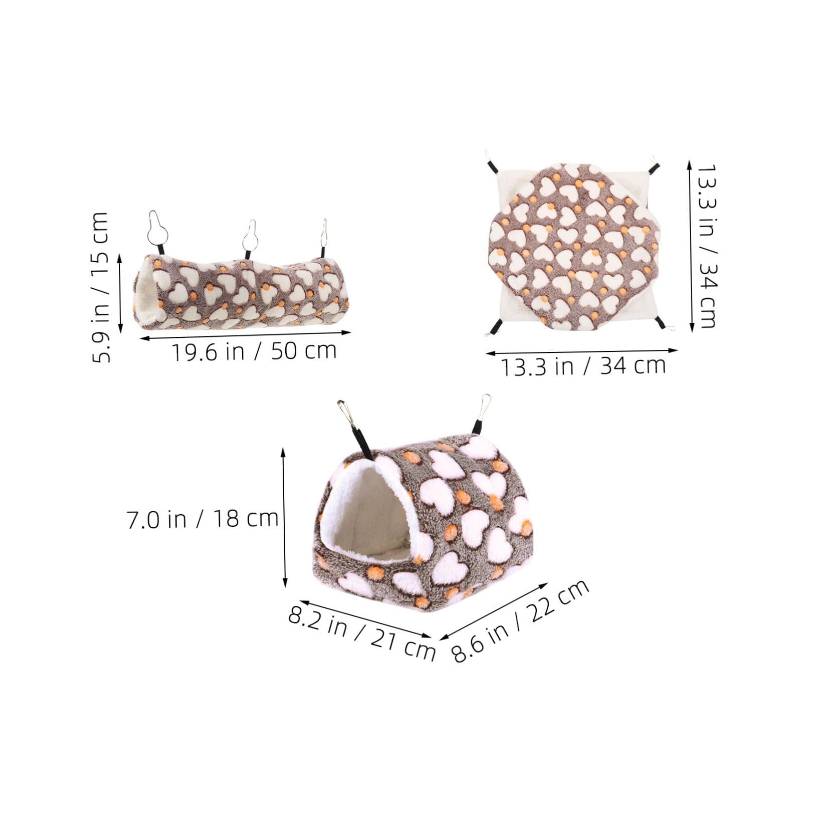 Hohopeti 3pezzi Letto per Criceti Tunnel per Topi Amaca per Furetti Accessori per Piccoli Animali Domestici Nido Caldo per Criceti Casa per Cincillà Nascondiglio per Porcellini
