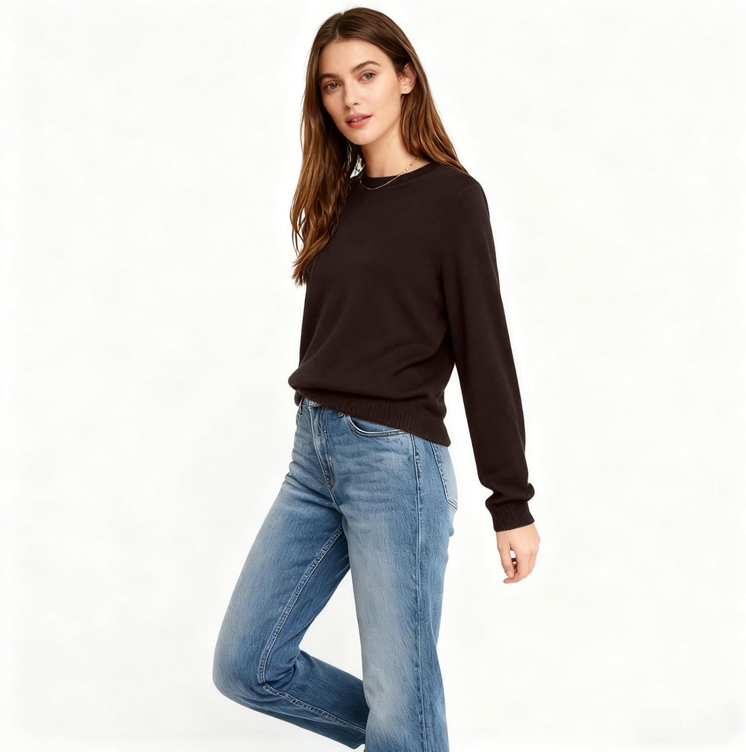 SANGTREE Women's Crewneck Wool Pullover Sweater Soft Classic Casual Long Sleeve Tops for Everyday Wear - Image 5