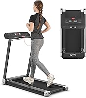Vista 10 de Goplus Caminadora plegable, cinta de correr compacta superfit con control de aplicación, altavoz de dientes azules, 12 programas preestablecidos