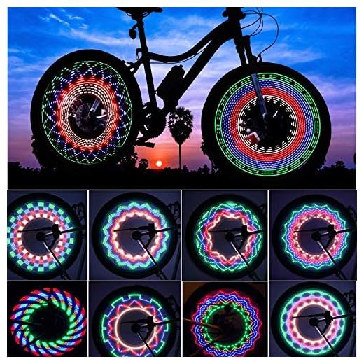 TINANA Bike Wheel Lights, LED Waterproof Bicycle Spoke Light 32-LED 32pcs Changes Patterns Bicycle Rim Tire Lights for Mountain Bike/Road Bikes/BMX Bike/Hybrid Bike/Folding Bike