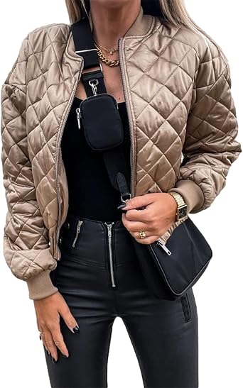 Amazon.com: Xishiloft Chaqueta ligera acolchada de manga larga con  cremallera completa, corta, informal, de algodón : Ropa, Zapatos y Joyería