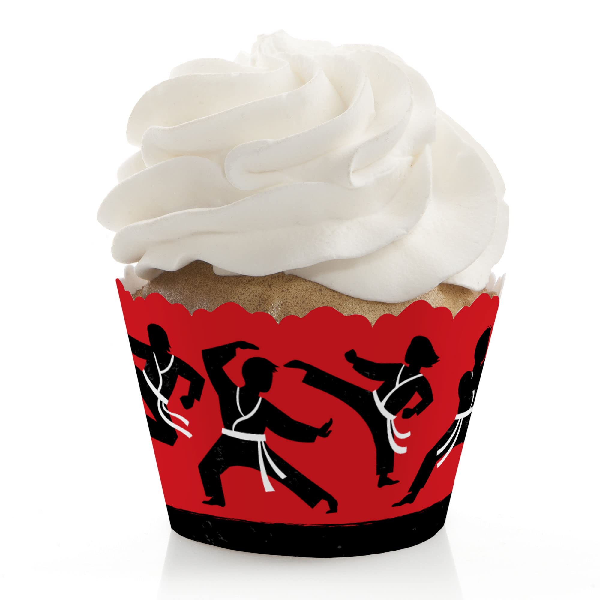 Big Dot of Happiness Karate Master - Martial Arts Birthday Party Decorations - Party Cupcake Wrappers - Set of 12