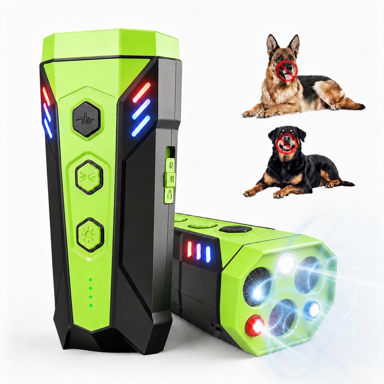 Dog Bark Deterrent Devices-3X Ultrasonic Anti Barking Device for Dogs,50 FT Range Barks No More Indoors Neighbor Outdoors with Flashlight,Portable Rechargeable Training Tool Bark Control for Dog