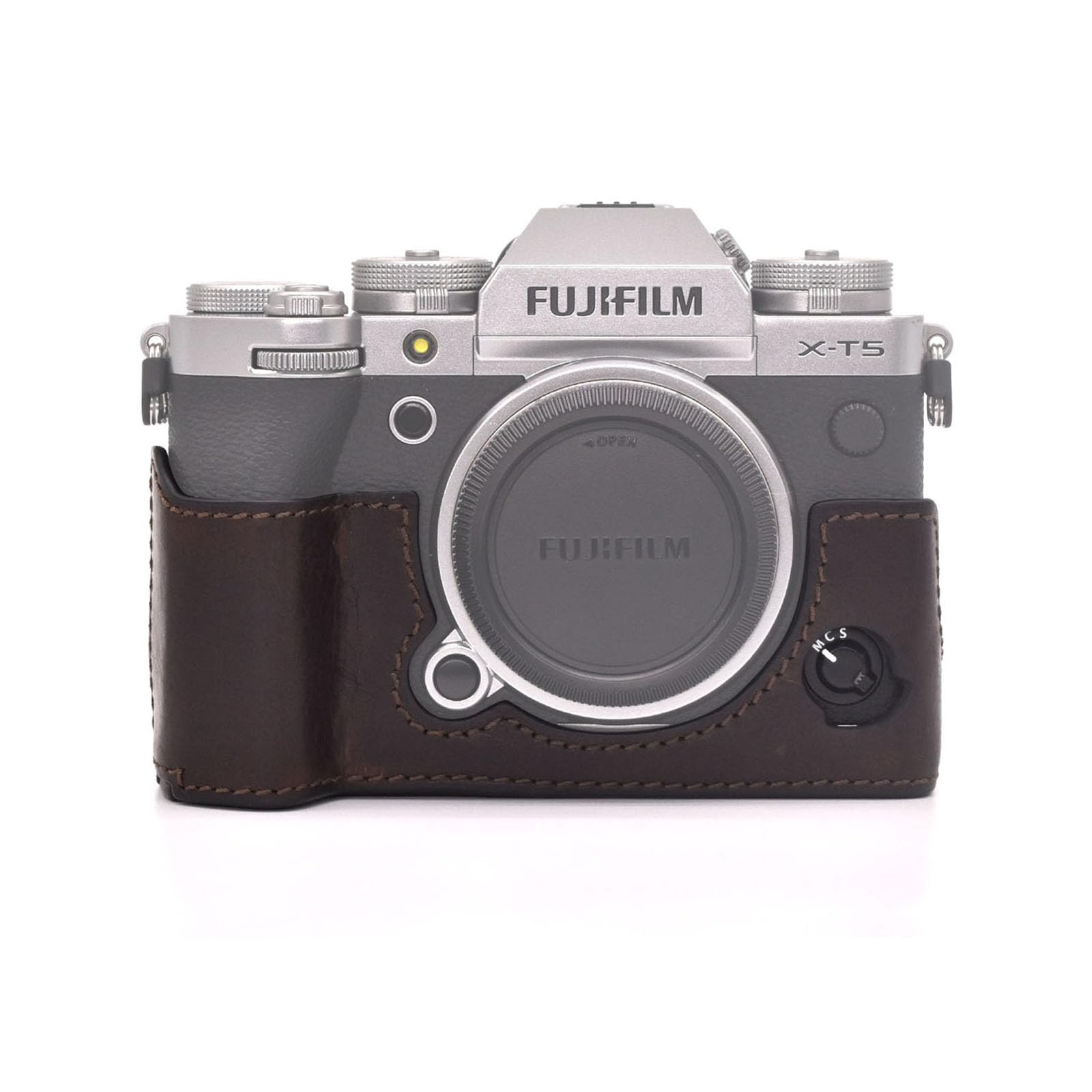MUZIRI KINOKOO Coque inférieure en cuir véritable compatible avec appareil photo Fuji XT5/X-T5, café, Étui pour appareil photo