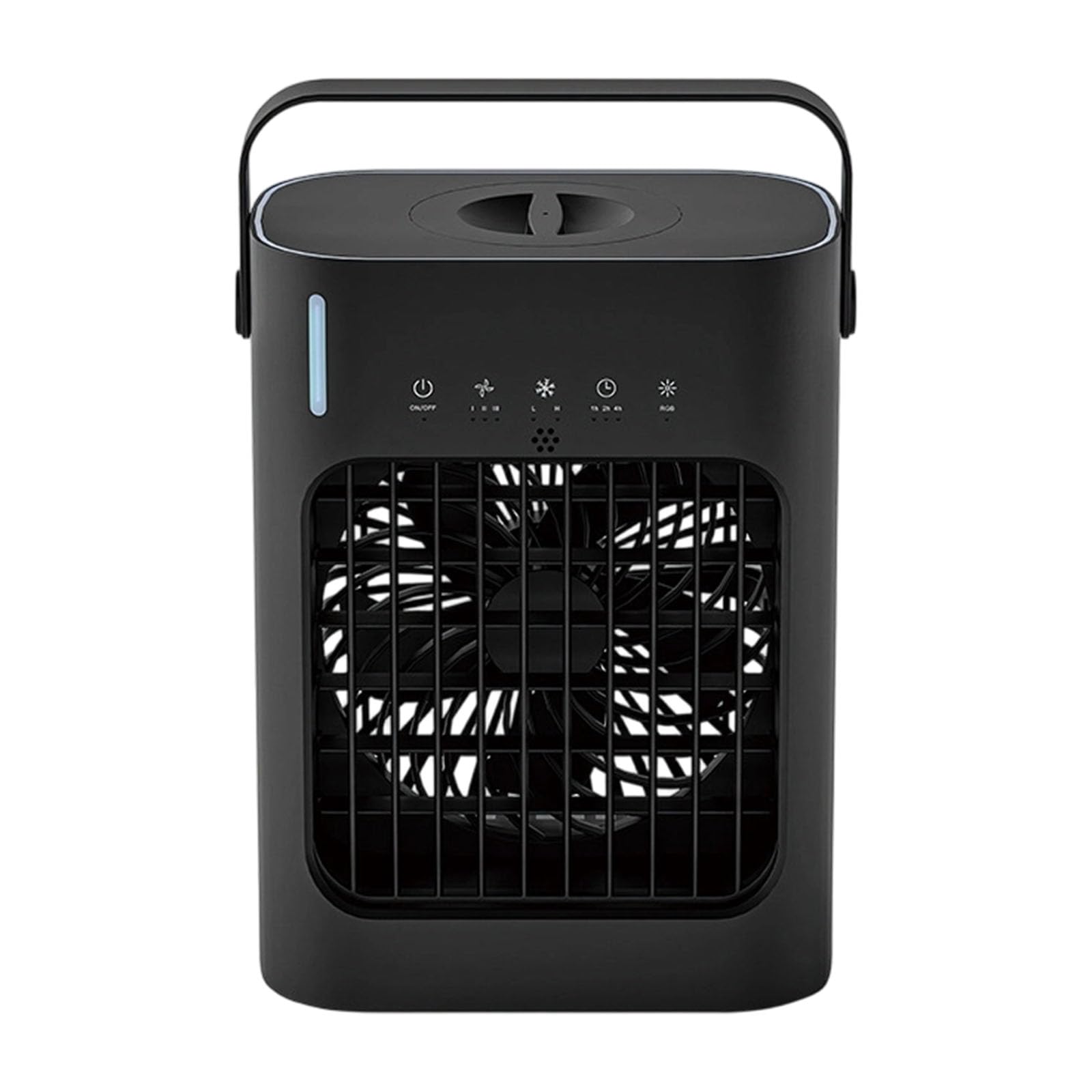 Ventilateur brumisateur USB portable avec commande, Black | 3 vitesses, poignée de transport pour le refroidissement du bureau, du dortoir, du chevet et des voyages