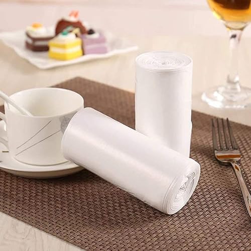 Miniatura 3 de 2 rollos de 100 bolsas de basura pequeñas de 4 galones para cocina, dormitorio, baño, oficina, papel de basura, color blanco transparente