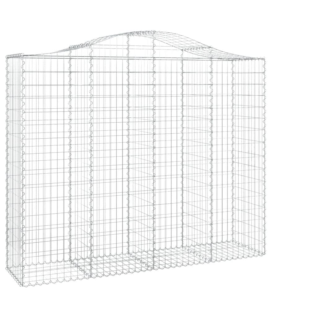 Gaviones con arco alto, 3 unidades, 200 x 50 x 160/180 cm, hierro galvanizado para barreras de jardín y privacidad, cestas de alambre resistentes a la corrosión como protección contra el ruido