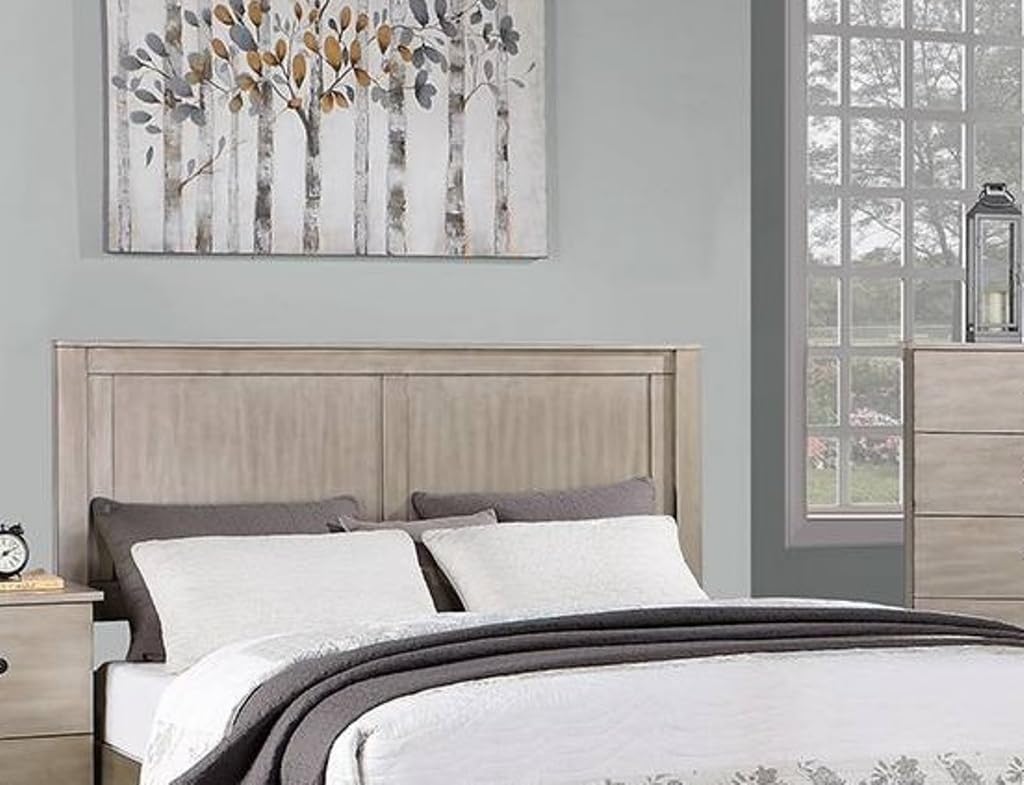 GOWE Rustic Style 1pc California King Size Two Panel Bed Rectangular Shaped Footboard Drawer Antique Silver Finish Bedroom Furniture