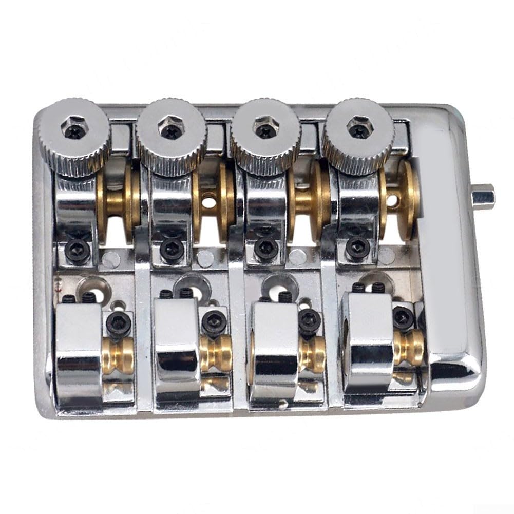 Professioneller Headless-Bass für 4-saitige Reisegitarren mit Messing-Rollsattel, schwarze Farbe, glatte Aktion (Silber)