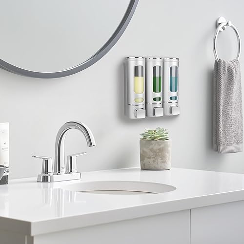 Miniatura 7 de Nellyke Dispensadores de champú para ducha, dispensador de jabón montado en la pared, 3 cámaras, acondicionador y jabón corporal, juego de