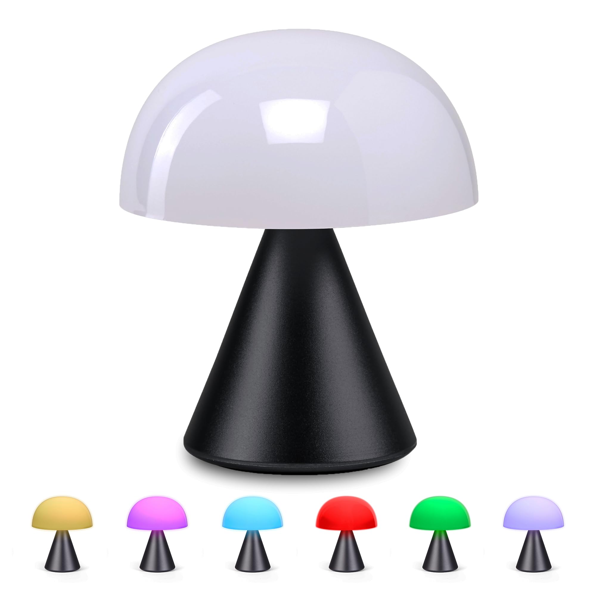 IZI Lexon Mina Mini French-Designed LED Lamp | 12 Hours Battery | Cold and Warm Light Control | Memory Dimmer Function Rechargeable | USB-C Charging (Glossy White) (Gun Metal)