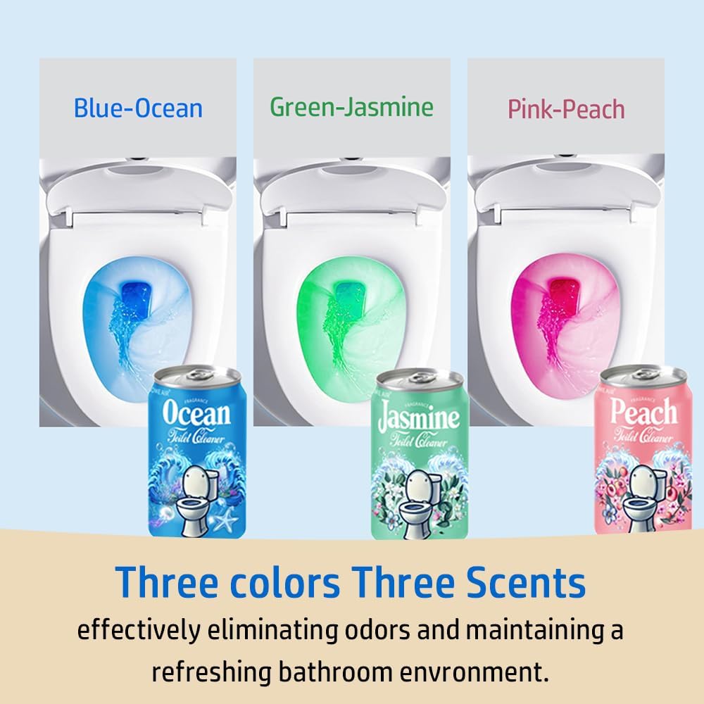 Beverage can Toilet Bowl Cleaner,Septic Toilet Bowl Tablets in Bottles, Automatic Long-Lasting Toilet Cleaner Bottle,Powerfully Cleans and Prevent Stain Build Up (Ocean, Jasmine, and Peach Scent) - Image 5