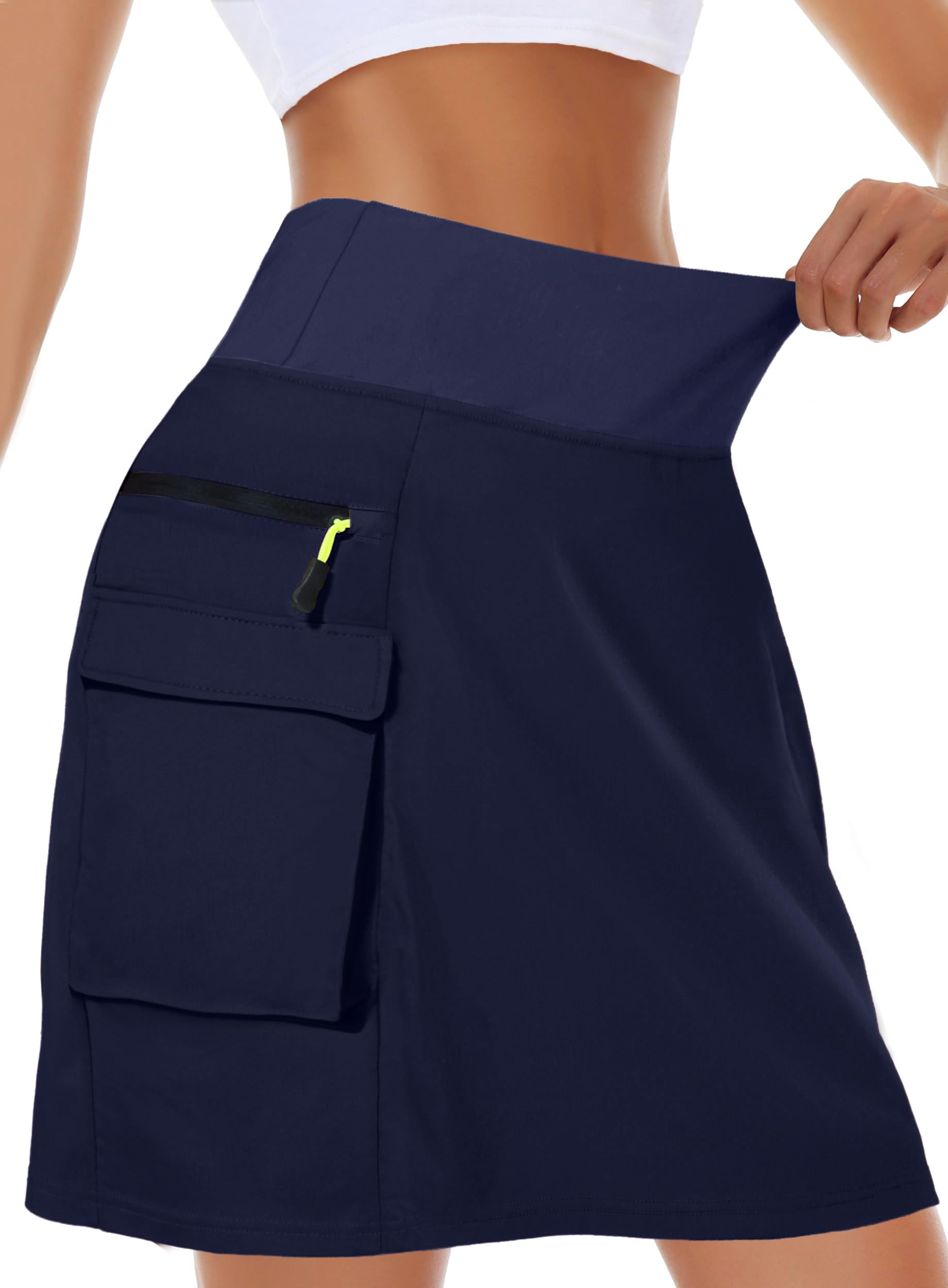 Kimmery Jupe cargo à séchage rapide pour femme avec 5 poches - Jupe de golf taille haute pour randonnée décontractée