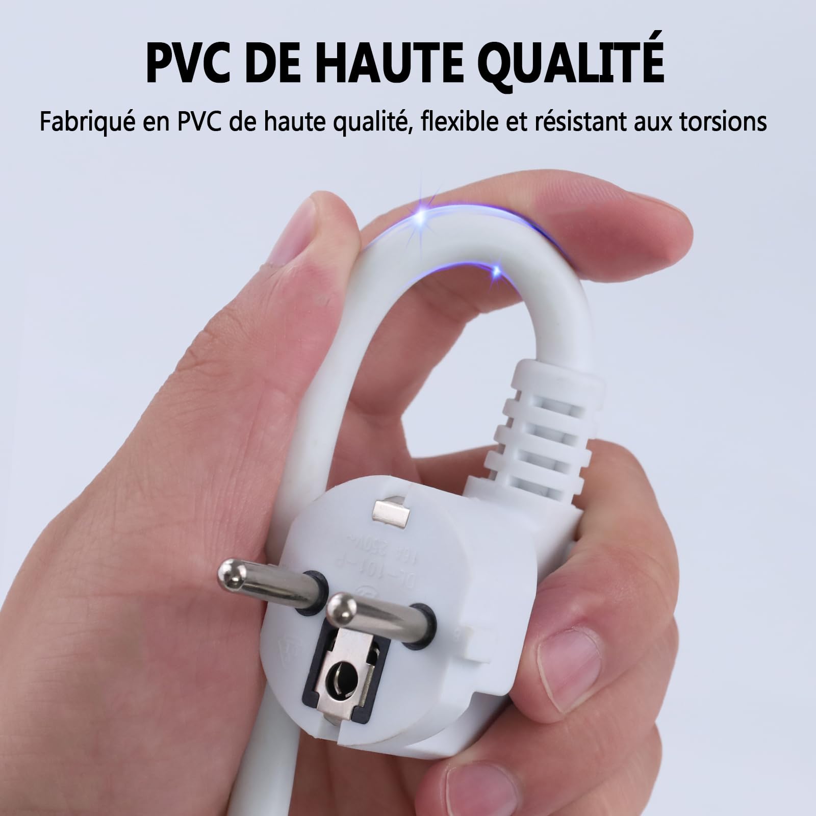 EnergyPro Rallonge Électrique IP44 3 m – Lot de 2 – Câble PVC Anti-Surchauffe avec Clip de Rangement – H05VV-F 3G1,5mm², 16A/250V, 4000W – Intérieur/Extérieur – Blanc