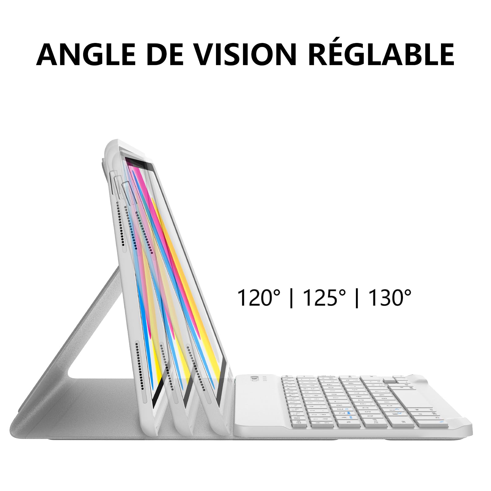 Clavier pour iPad A16 11eme Generation 2025/10eme Generation 10.9" 2022, Coque iPad A16 AZERTY Français Clavier Bluetooth Détachable avec Porte Crayon pour iPad A16 11/10 Génération, Gris Clair