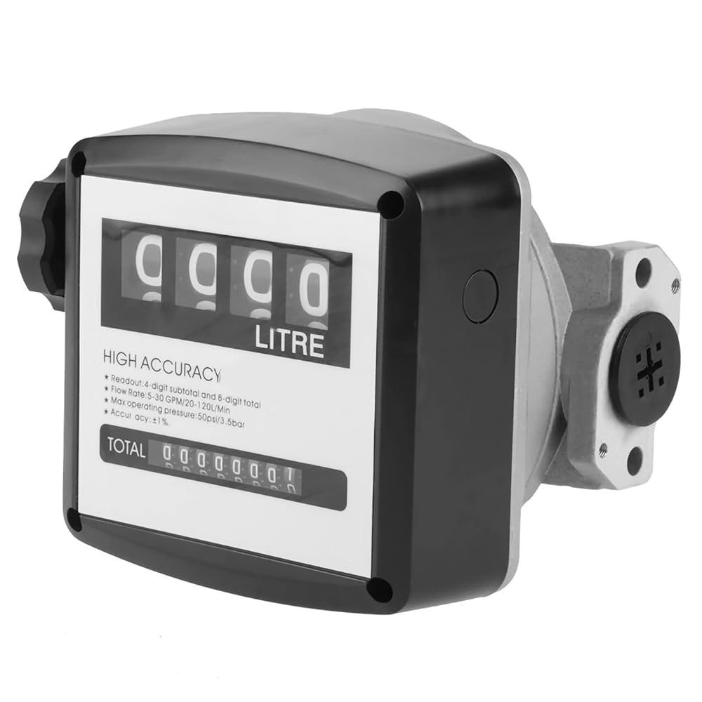 Fuel Meter Gauge 1 Inch 4 Digital Diesel Gas Mechanical Fuel Oil Flow Meter Counter Gauge 1% High Accuracy 20-120 LPM