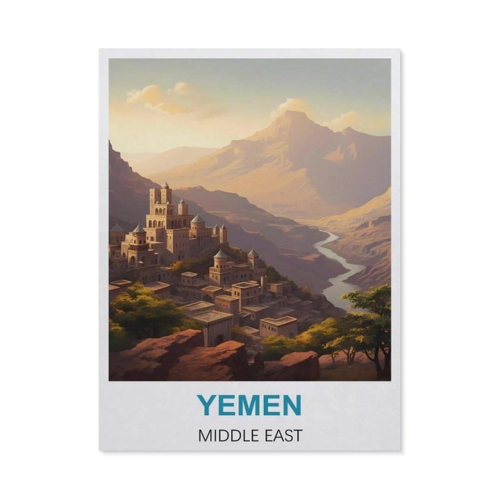 BEAYODKP Diamond Painting Kits for Adults and Kids，Yemen Middle East Vintage Travel Posters，Full Drill Round Rhinestone Paint with Diamonds（40 x 50 cm/15.74 x 19.68 inches）-BX92