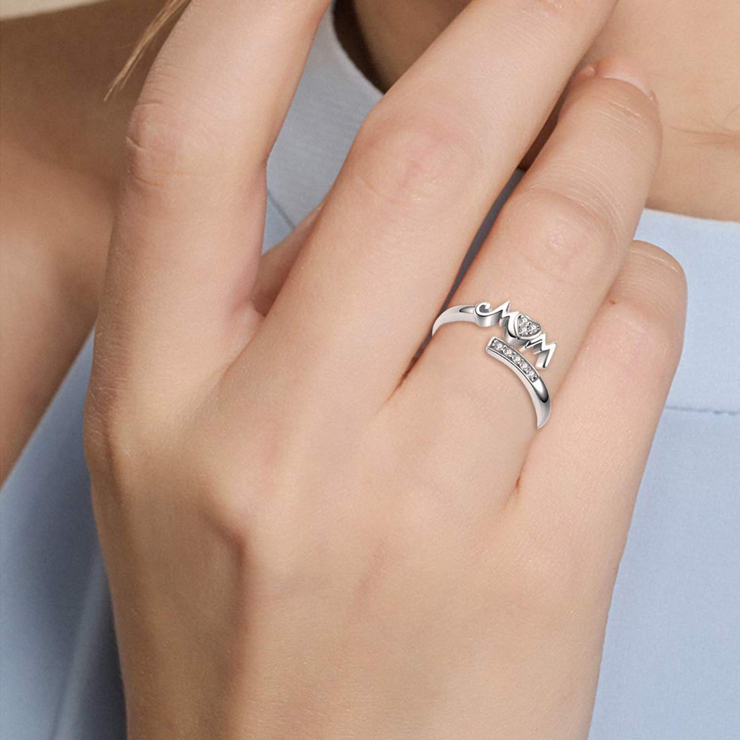 YAFEINI Mamma anelli in argento Sterling 925 con anelli per mamme e mamme, gioielli per donne, Metallo