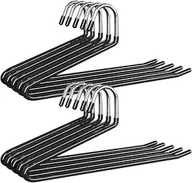 FBXGT 10 Peças Cabides para Roupas, Cabide Metal Moldado em Forma de Z com Extremidade Aberta para Roupas, com Revestimento de Borracha Antiderrapante, Economizador de Espaço, para Saia e Lenço