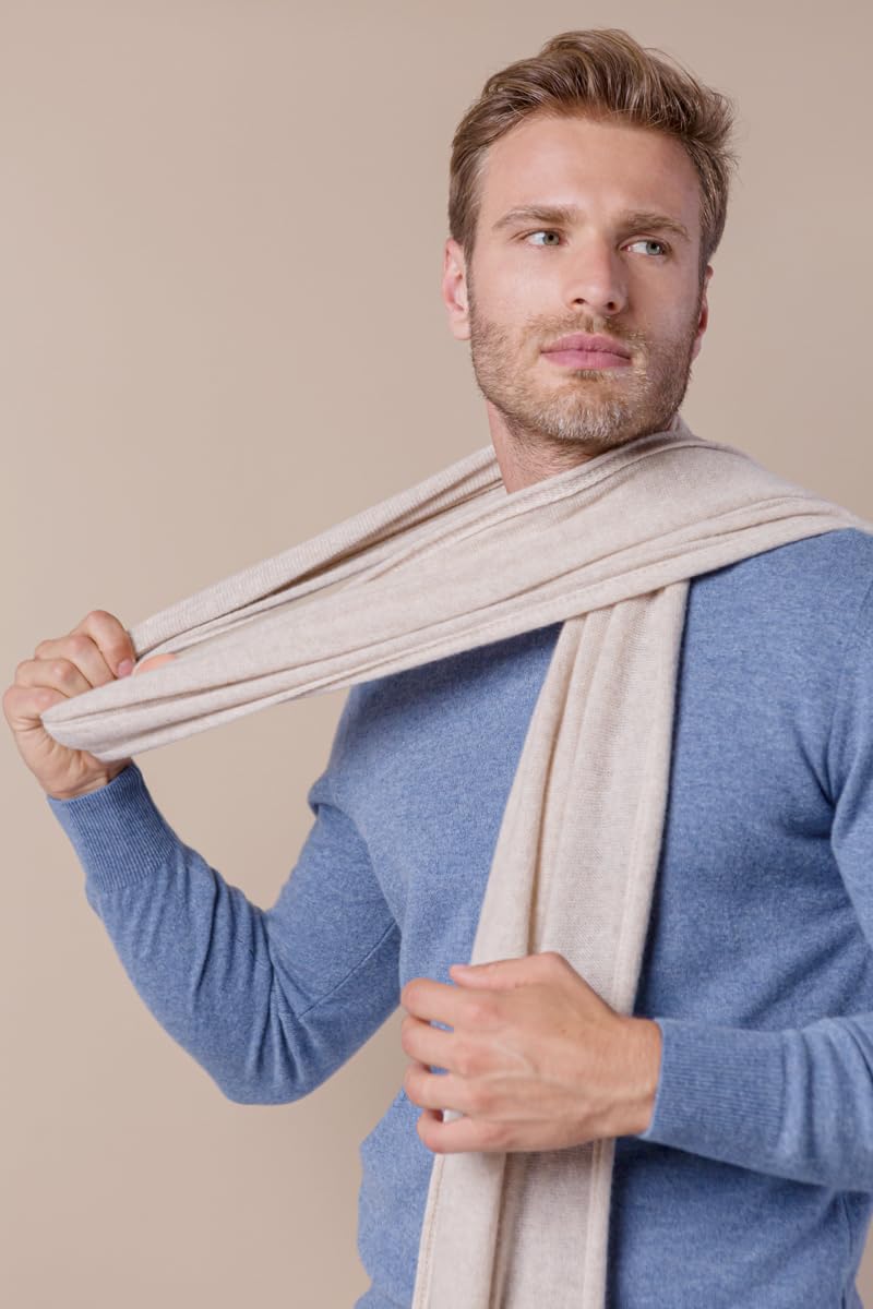 DALLE PIANE CASHMERE Sciarpa Uomo 100% Cashmere | Sciarpa versatile in ogni stagione, elegante idea regalo per lei e per lui, autentico lusso italiano Made in Italy