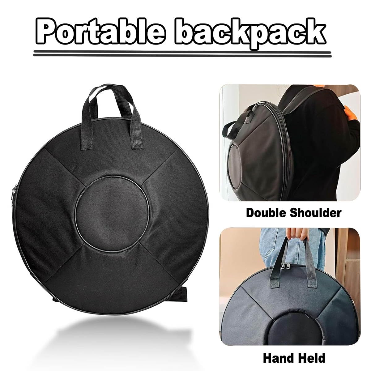 Strumento a Percussione 22 Pollici Re Minore – Handpan con 432Hz/440Hz, 9/10/12 Note, Handpan Drum con Borsa Morbida, Tamburo in Acciaio per Meditazione e Yoga(Argento,432HZ/9Note)