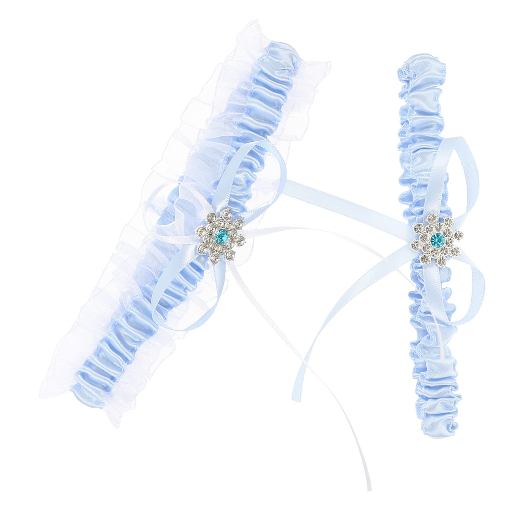 4sätze Hochzeitsbraut Strumpfband Set Elastische Atmungsaktive Beinschmuck Für Braut Accessoire Wasserblau Für Hochzeiten Und Brautmode