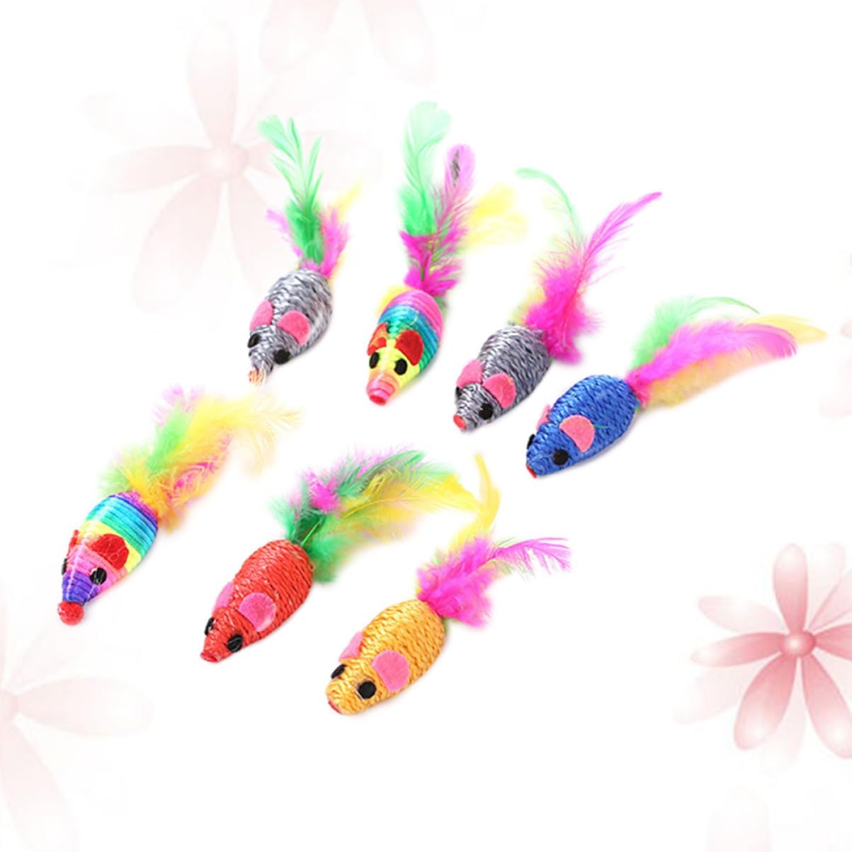 YARNOW Cat Toys Bulk Pack 10pcs Lifelike Mice Tails Pet Toy for Kitten Play Random Color