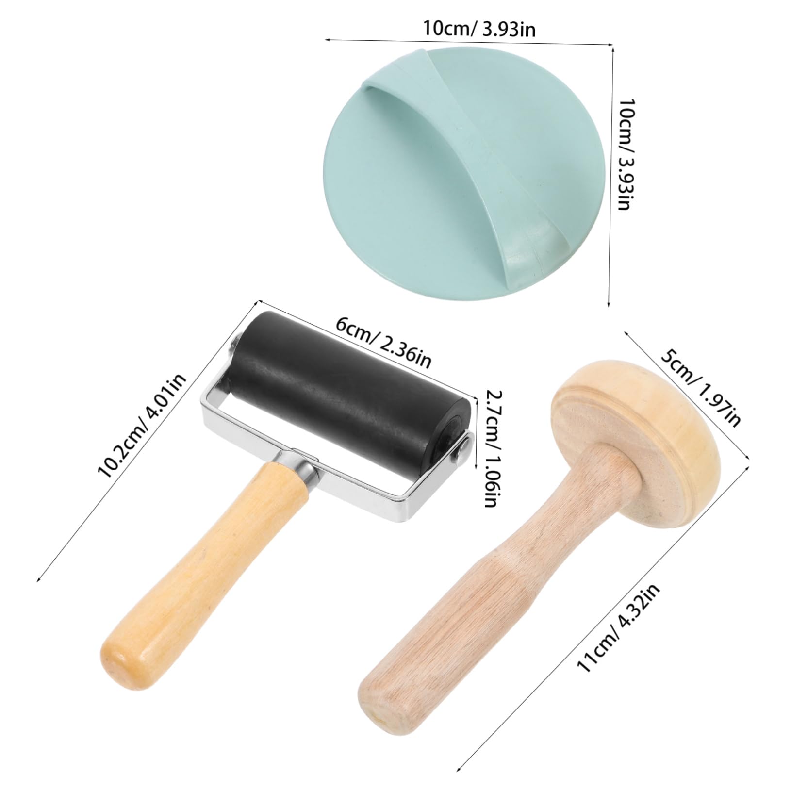 KALLORY Multipurpose Art Craft Printmaking Tool Set Wood Glue Roller Mallet Carving Hammer Ink Roller for Stamp Pad Tool