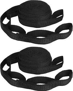 Hammock Strap Fixing Belt Hammock Tree Strap Set High Load Capacity Outdoor Camping Hammock Straps Accessories Universal 2pcs Black
