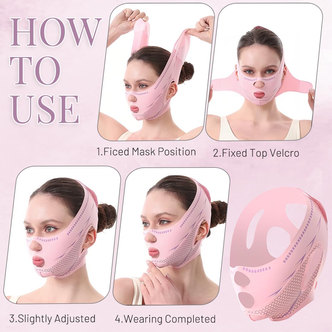 Mascarillas GGUFAY V-Face, correa reutilizable para la barbilla, mascarilla facial lifting V-Line, cinturón adelgazante facial para papada y flacidez facial.