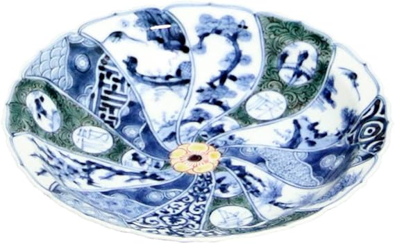 シルバー金具 九谷焼 美泉窯 北山作小皿 - 工芸品