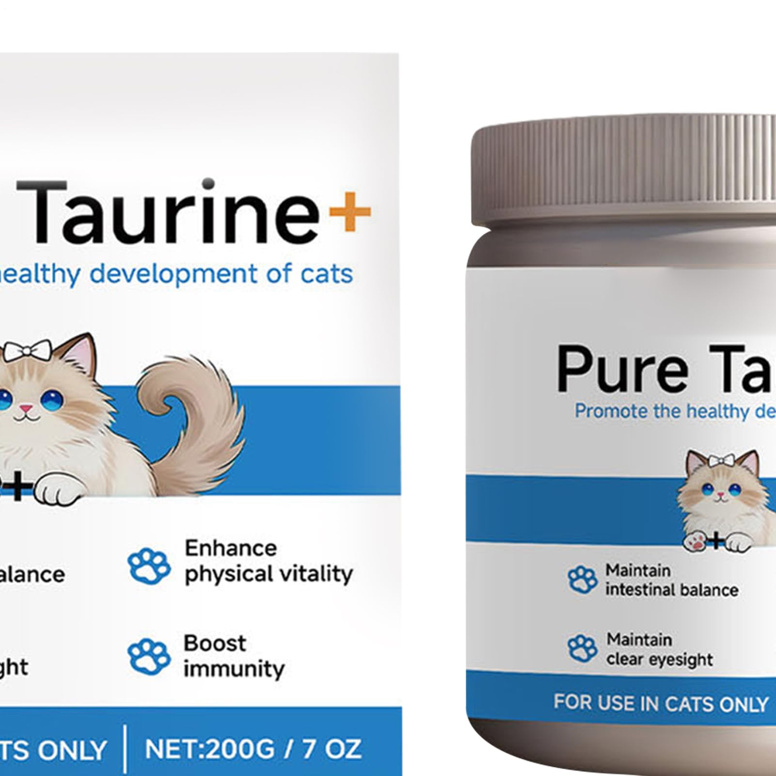 Genérico Taurina para Gatos, 2 Frasco 400g Lisina para Gatos, Apoyo Cardiovascular, Polvo de taurina 100% Puro, contra Moquillo Felino, Vías Respiratorias, Alivias Alergias y Estornudos