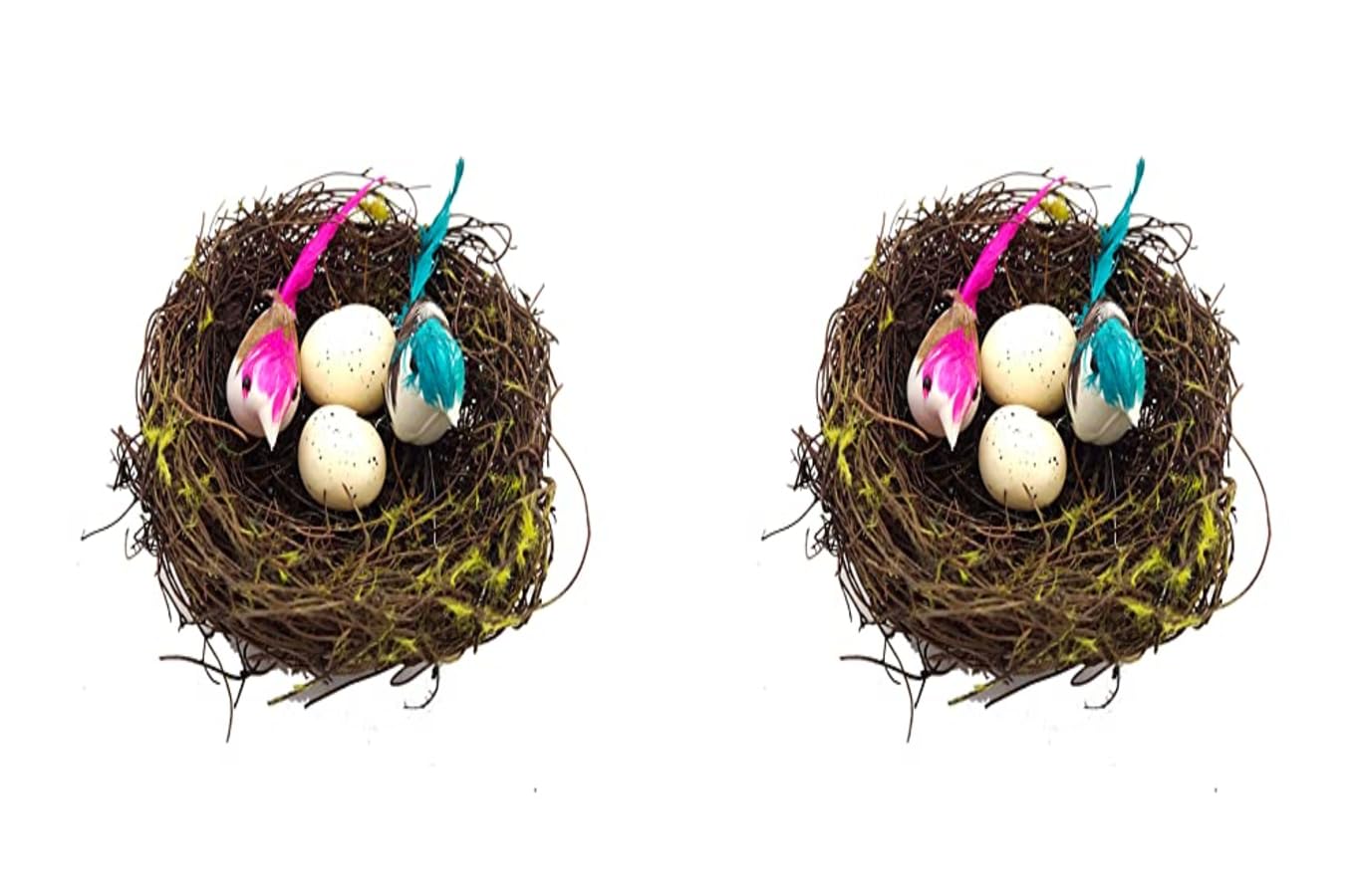 Just Flowers Natural Wood Nest with Artificial Mini Birds and 2 Eggs for School Projects/DIY Crafts | Cute Bird Nest with Eggs for Home/Easter/Balcony Decoration (Decoration 4Inch Birds Nest 2 Pc) (B0CQTJ2NJ3) Amazon Price History, Amazon Price Tracker
