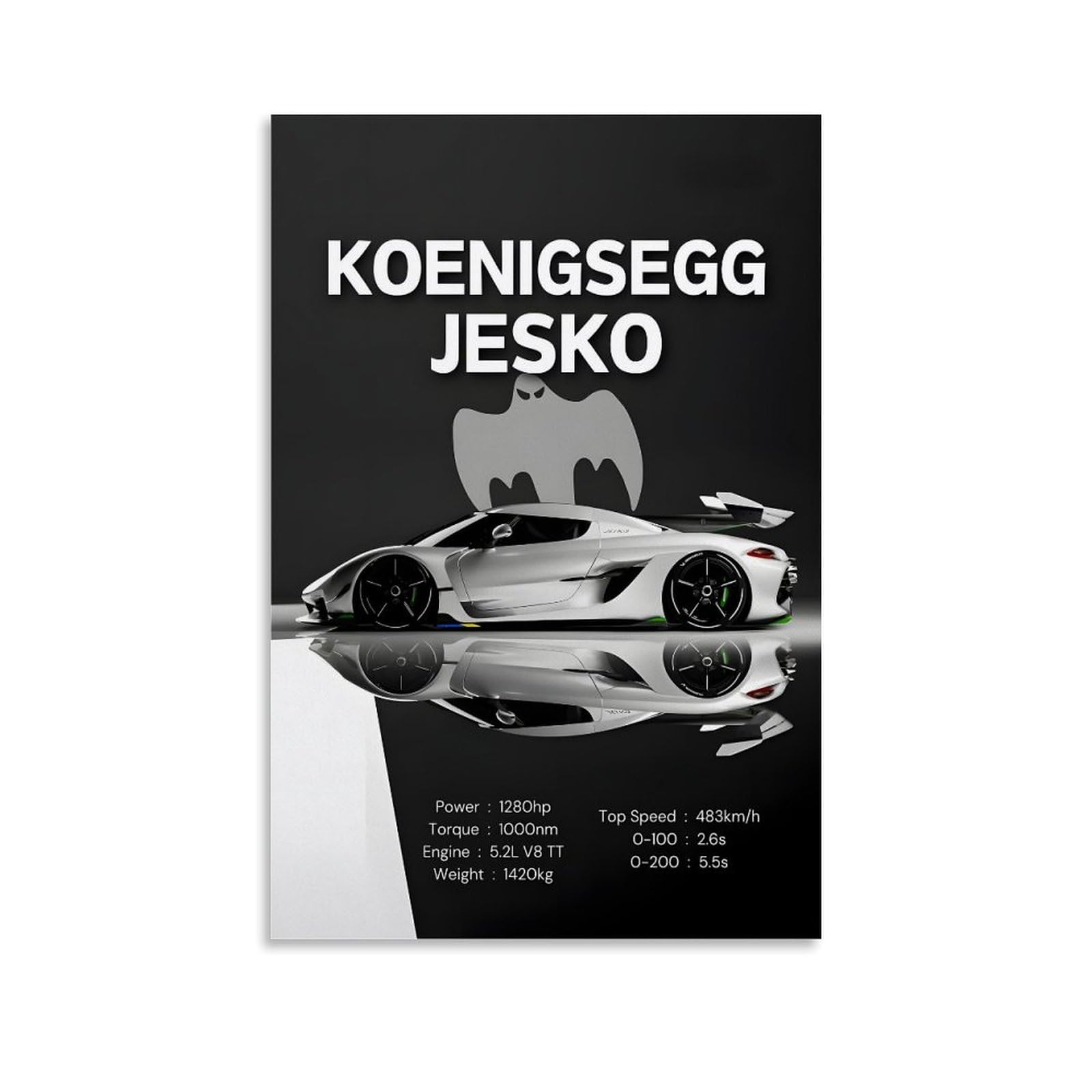 Pokkmnjb Unframe-Style Koenigsegg Jesko Super Car Posters Aesthetic Canvas Wall Art Print Home Decor For Bedroom Living Room12x18inch(30X45cm)