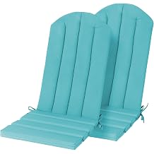 Adirondack Chair Cushion Set of 2 Indoor Outdoor Furniture Cushions Rocking Chair Cushions with Straps Replacement Folding Patio Chair Pad,19.7x18.9x1.5 InchBlue