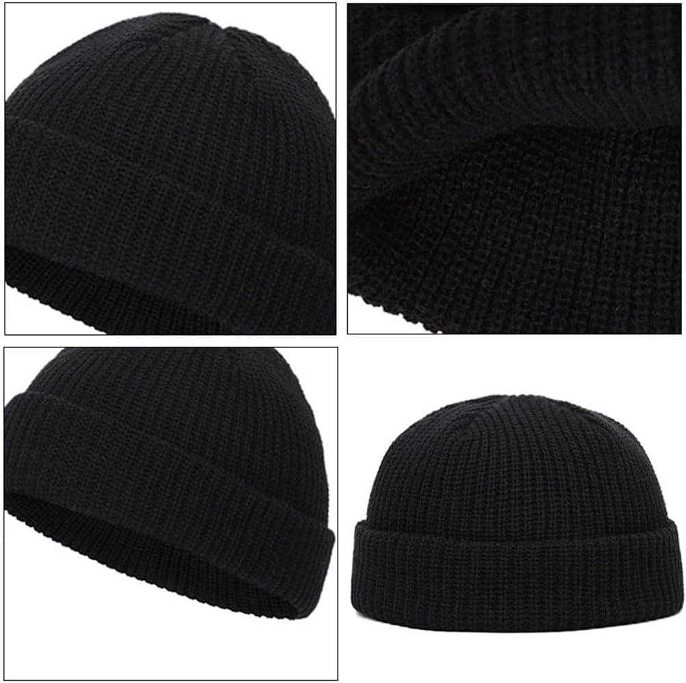 Winter Women's Solid Color Warm Knitted Brimless Hat Men's Autumn Round Top