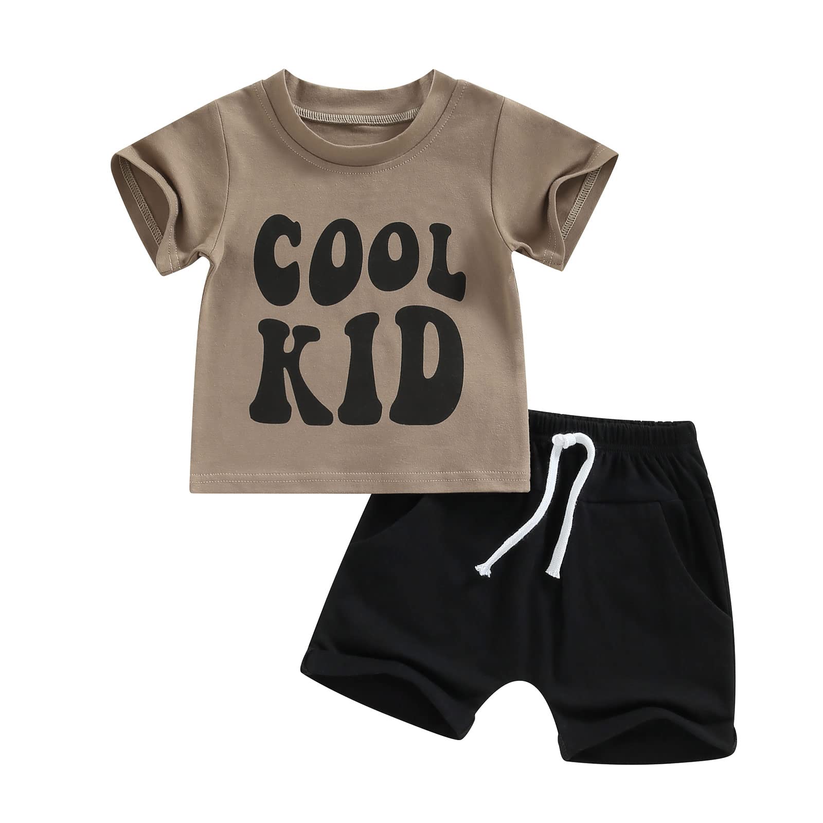 Thorn TreeInfant Baby Boys Summer Clothes Set Letter Printed Shorts Sleeve T-Shirt Top Elastic Waist Shorts 2Pcs Outfits