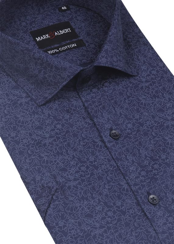 Image of MARK & ALBERT Men's 100% Cotton Printed Half Sleeves Regular Fit Shirt for Men