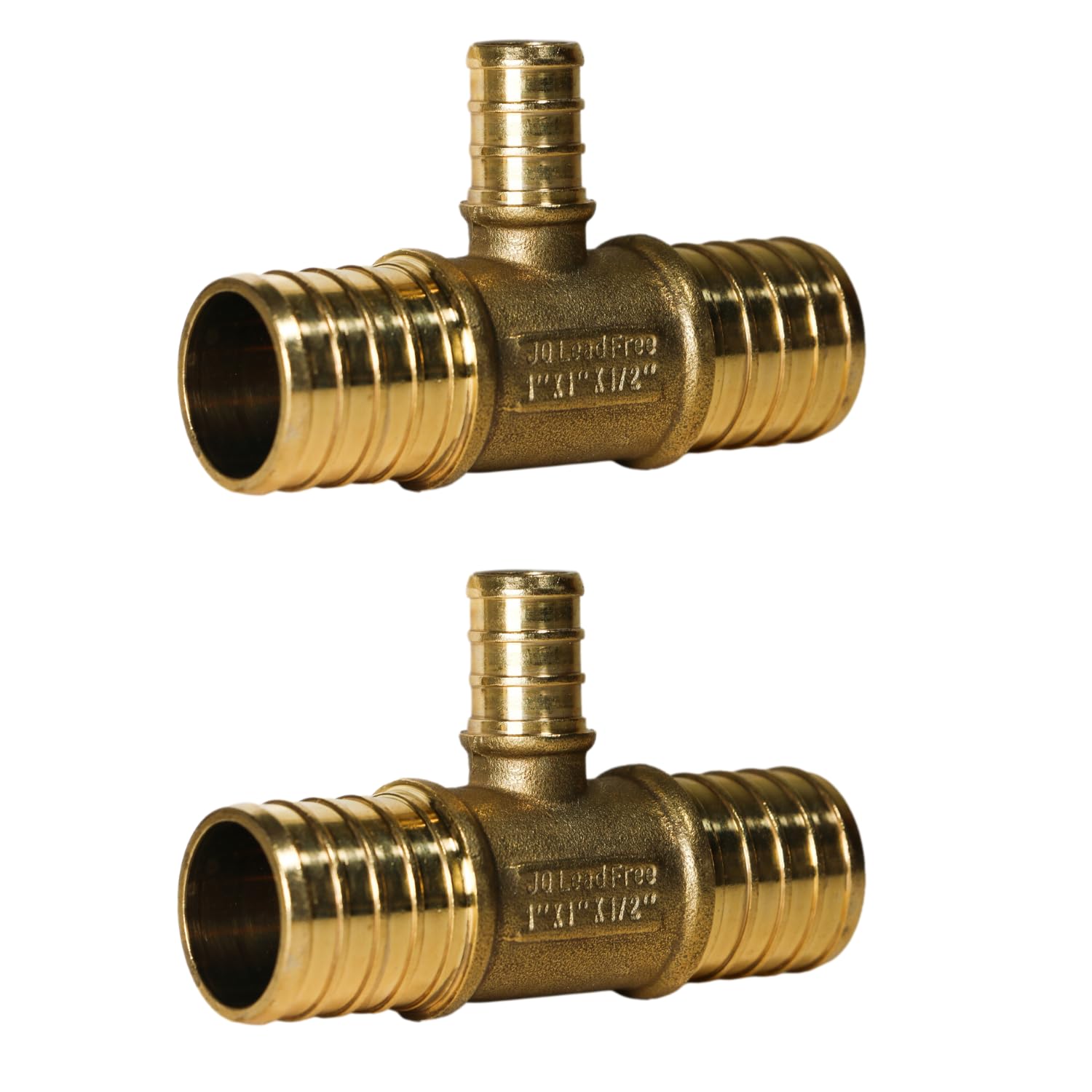 Xfitting Brass 1 Inch X 1 Inch X 1/2 Inch Pex Reducing Tee, Pex B Crimp Version 25-1-5=2X, 2 Pieces