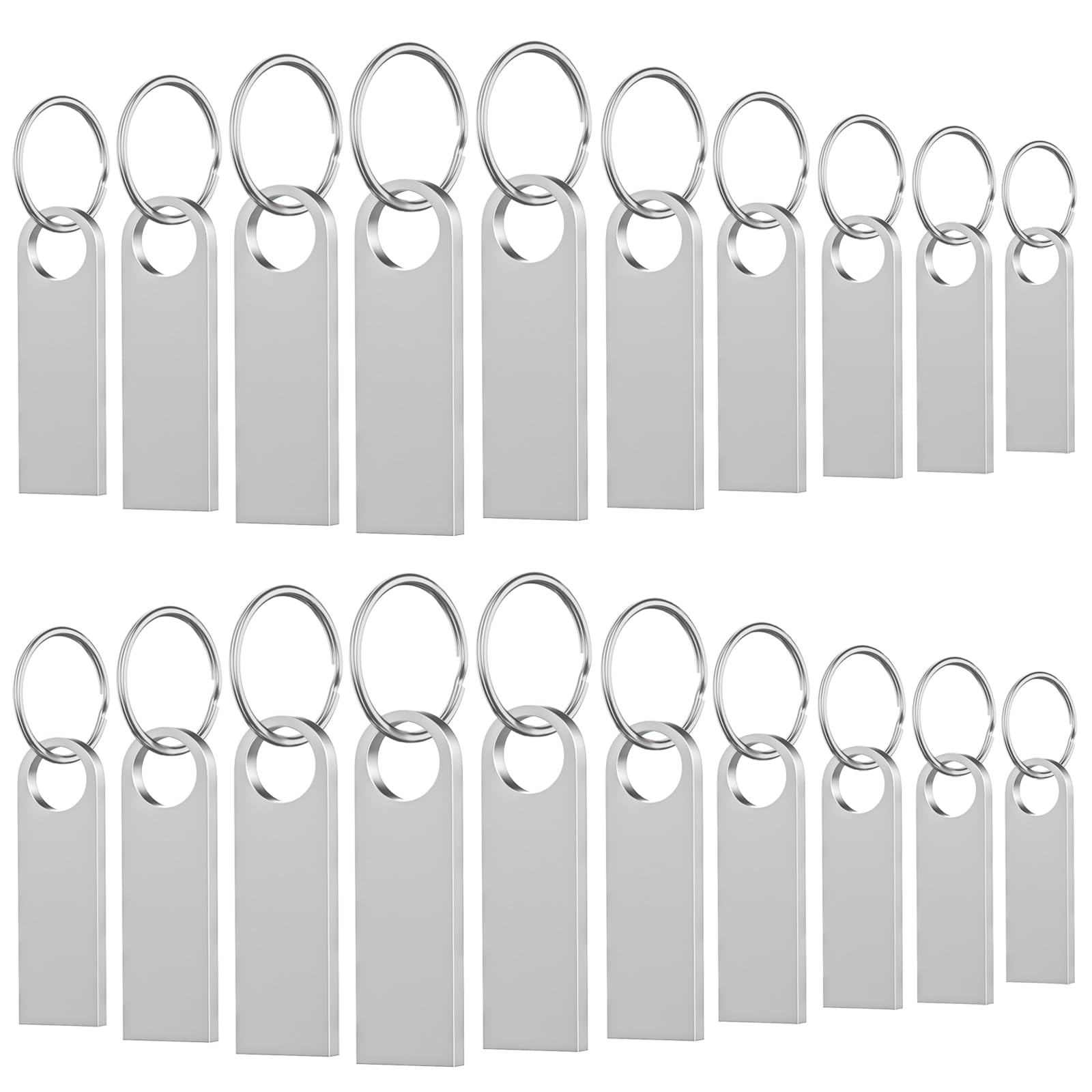 20 Pack 1GB USB Flash Drive with Keychains, Wooolken Sleek Metal USB 2.0 Thumb Drives Memory Stick for PC Laptop Computer(Sliver)