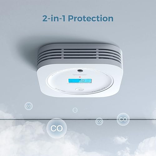 Vista 5 de AEGISLINK Detector de monóxido de carbono y humo interconectado, detector de humo y CO alimentado por batería, alarma inalámbrica interconectada