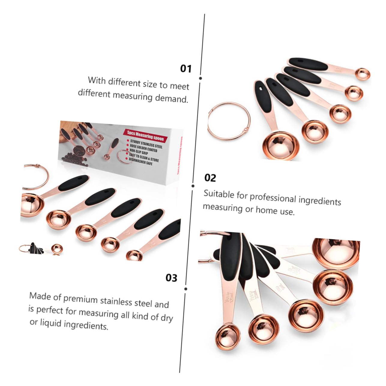 3 Juegos Cucharas Medidoras Inoxidable Hebilla Set de Utensilios de Cocina para Hornear Práctico y Compacto para Medidas Precisas