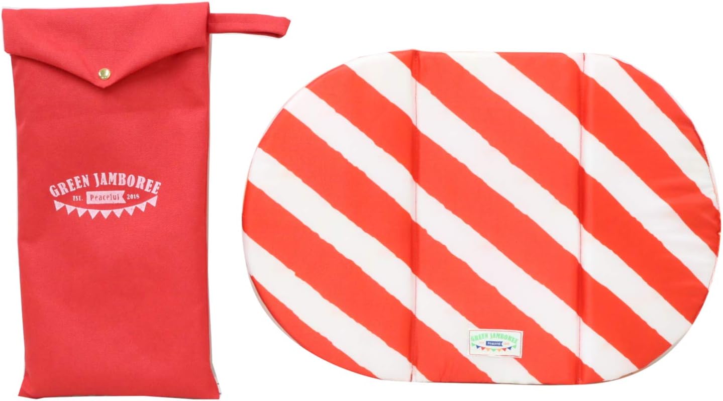 アサヒ興洋 携帯クッション コンパクトクッション 低反発 折りたたみ式 レッド 縦26×横40cm 厚さ0.8cm 在宅勤務 在宅ワーク 仕事用にも アウトドア 携帯可能 収納袋付き GREEN JAMBOREE