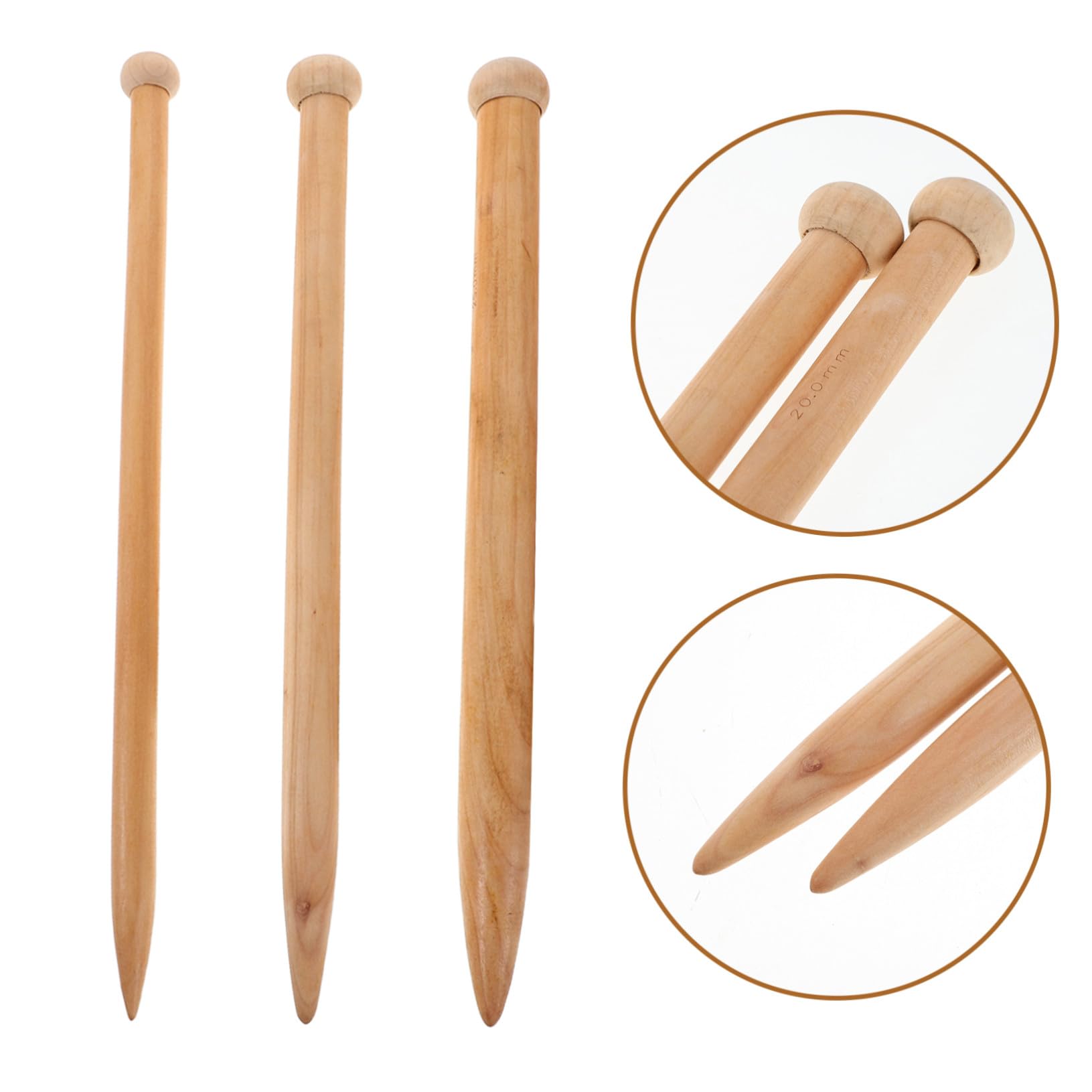 OFFSCH 6piezas Agujas de Tejer Grandes de Madera para Hilo Grueso Agujas Rectas para Bufandas Suéteres y Decoración del Hogar DIY para Principiantes
