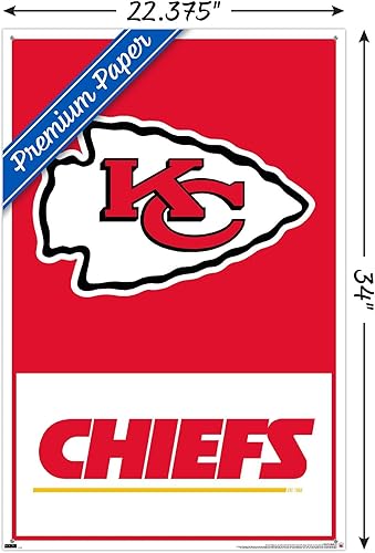 Miniatura 3 de Trends International NFL Kansas City Chiefs - Póster de pared con logotipo 21, 22.37 x 34.00 pulgadas, paquete de póster prémium y alfileres
