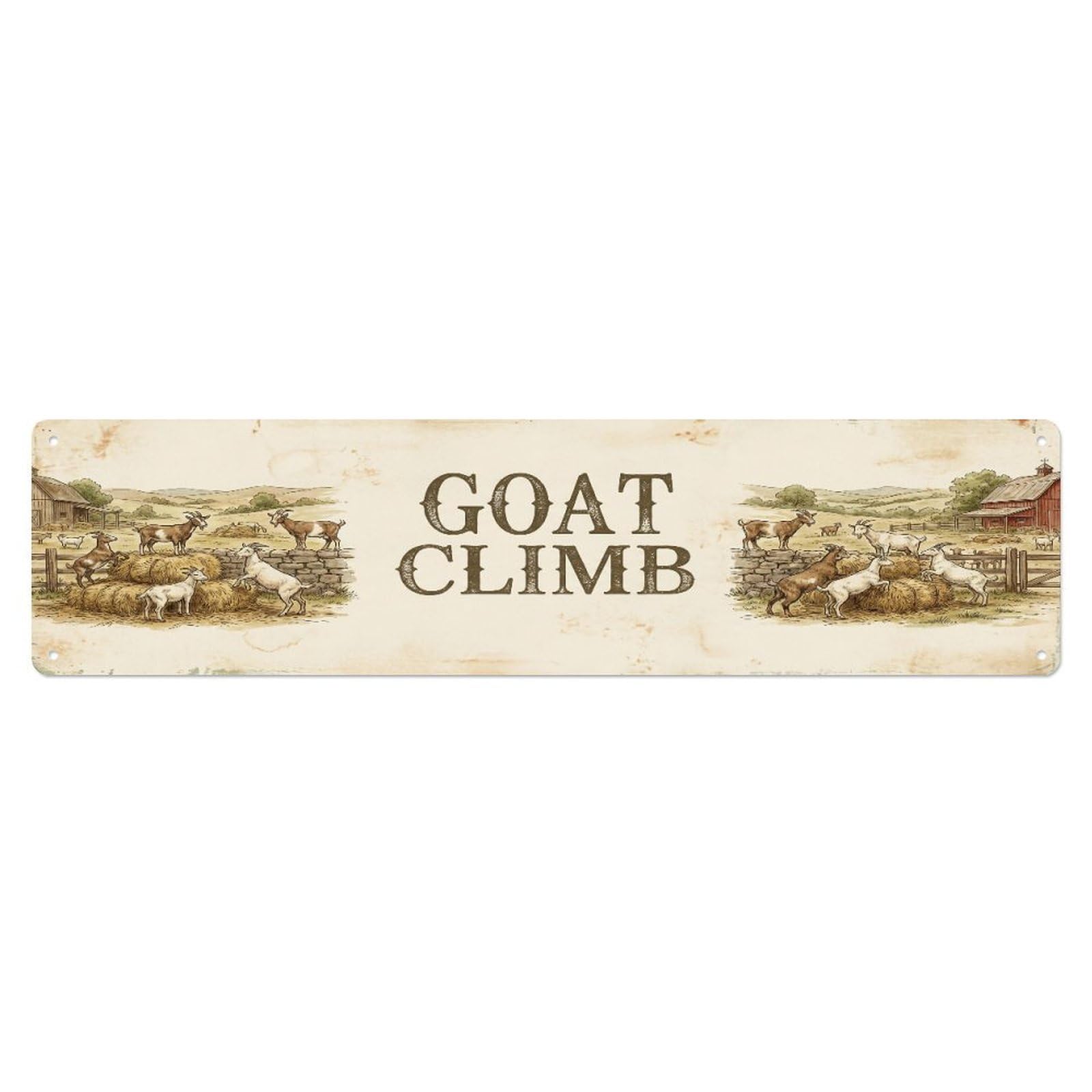 Xanthor Style Metal Tin Sign Vintage Yard Climb Goat Farmhouse Funny Goat Backyard Farm
