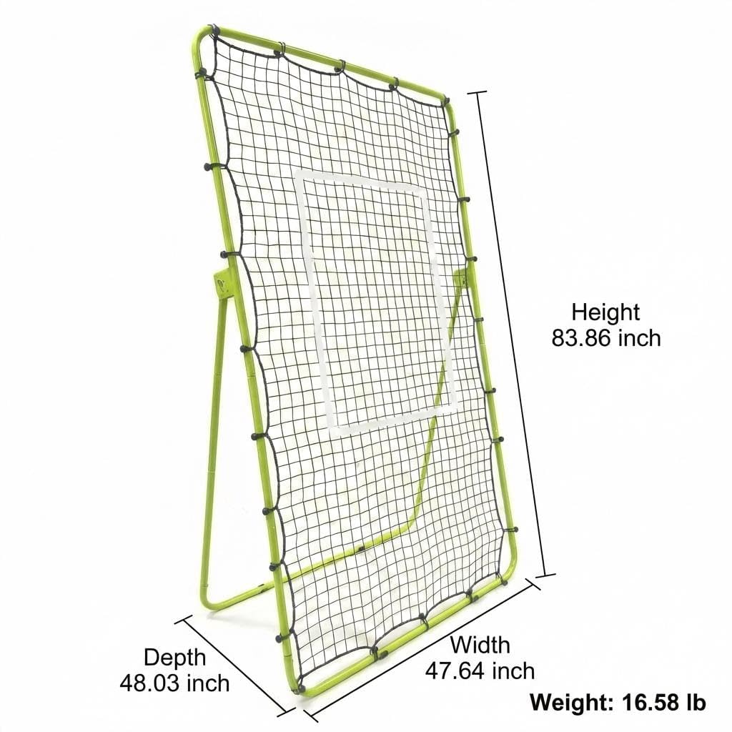 Garvee Rete Rimbalzo Pallavolo 7x4ft – Trainer Doppia Faccia Regolabile, Portatile e Pieghevole – 5 Angoli, Struttura Robusta Multi-Sport per Allenamento Indoor/Outdoor – Verde Fluorescente