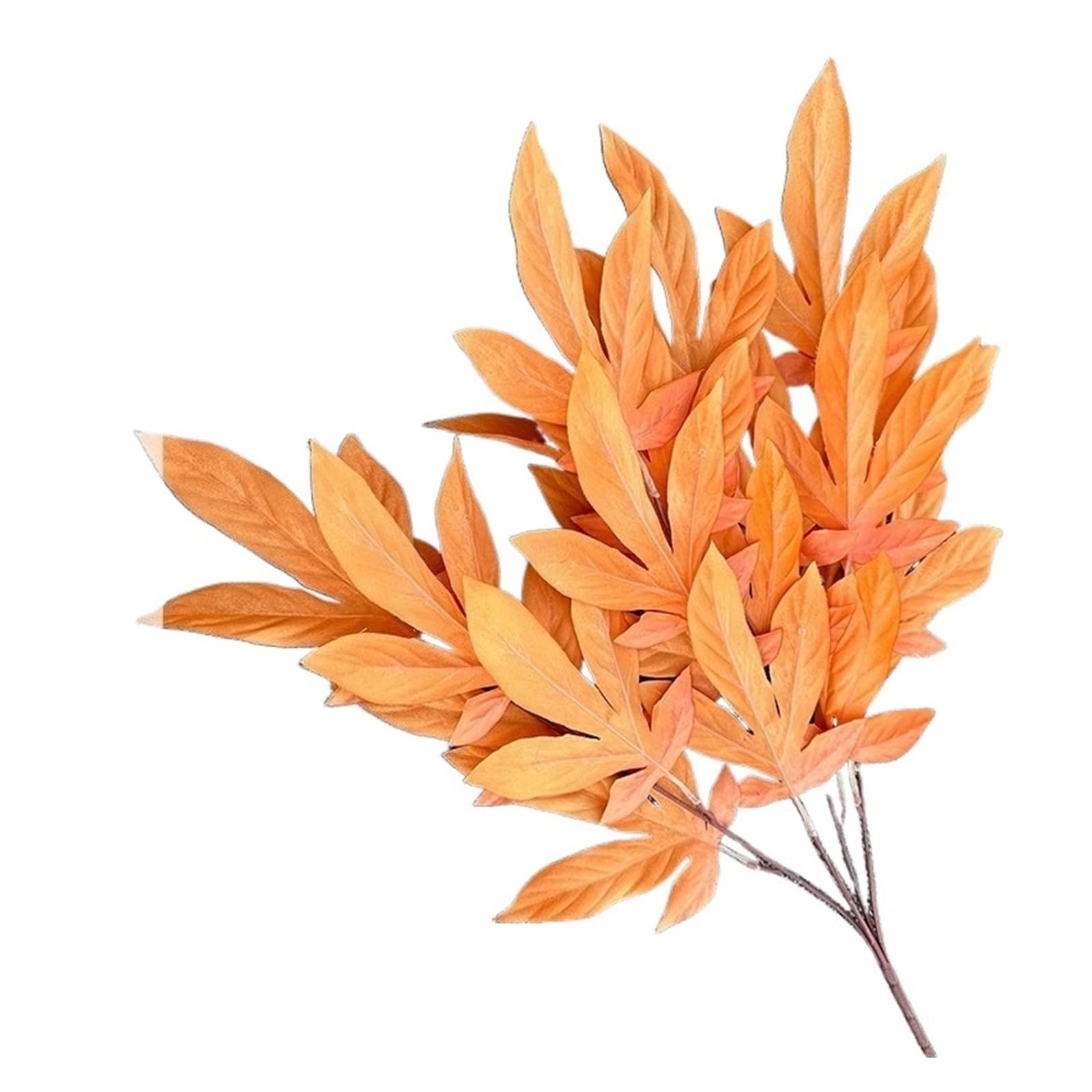 1PC Artificial Plants Silk Leaves Pink Wedding Decoration Bouquet Fake Plant Leaf Home Decor(Orange)