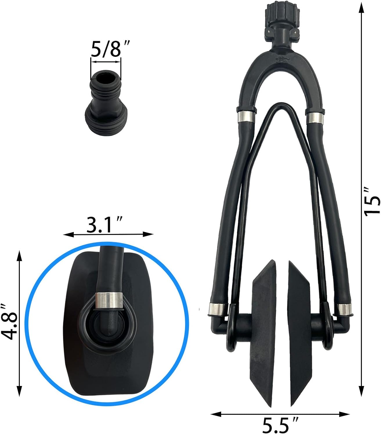 Double Water Feed Boat Motor Flusher 5 / 8In Standard Garden Hose Connection Engine Flushing Set Boat Engine Part Round Ear Muff Cup