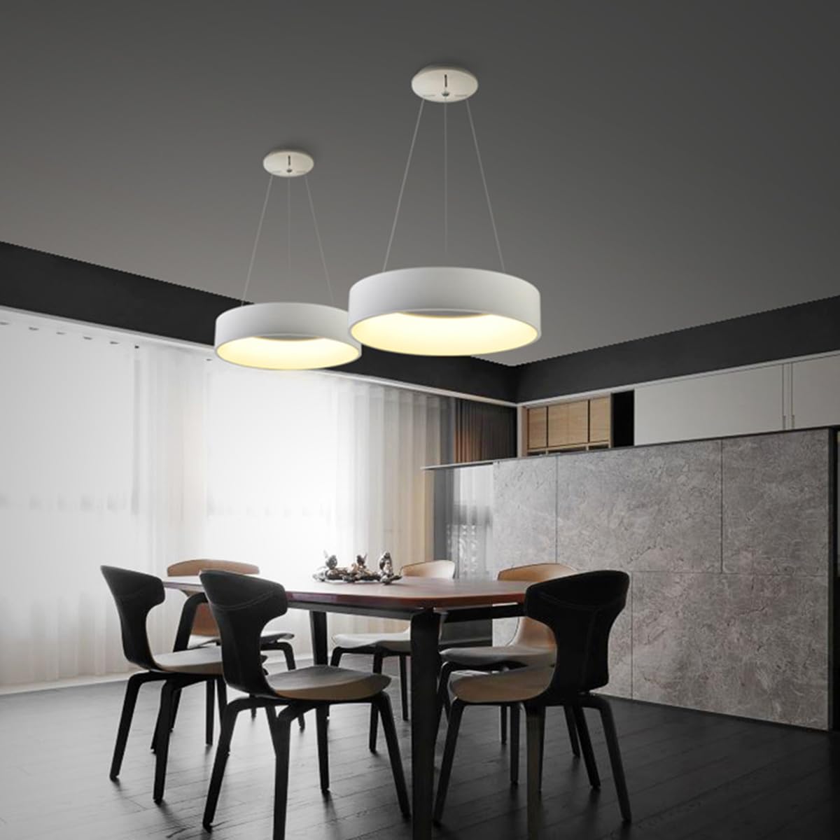 Bellastein LED Rund Pendelleuchte – Dimmbar, Höhenverstellbar, Mit Fernbedienung, Für Esstisch & Wohnzimmer (40/60/80 Cm)